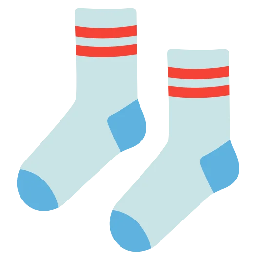 A pair of socks worn on the feet.
