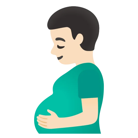 The pregnant man: light skin tone emoji.