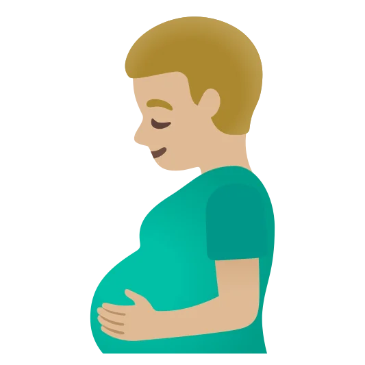 The pregnant man: medium-light skin tone emoji.