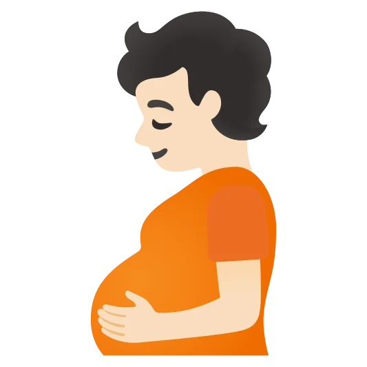The pregnant person: light skin tone emoji.