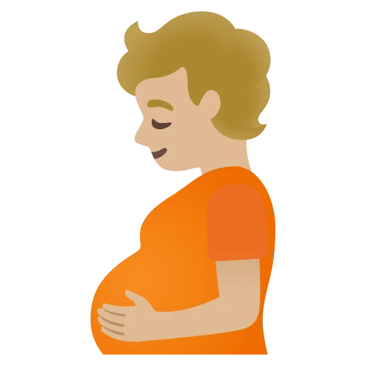 The pregnant person: medium-light skin tone emoji.