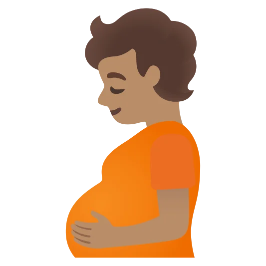 The pregnant person: medium skin tone emoji.