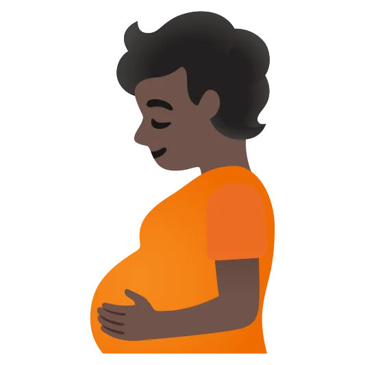 The pregnant person: dark skin tone emoji.