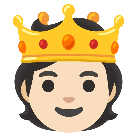 The person with crown: light skin tone emoji.