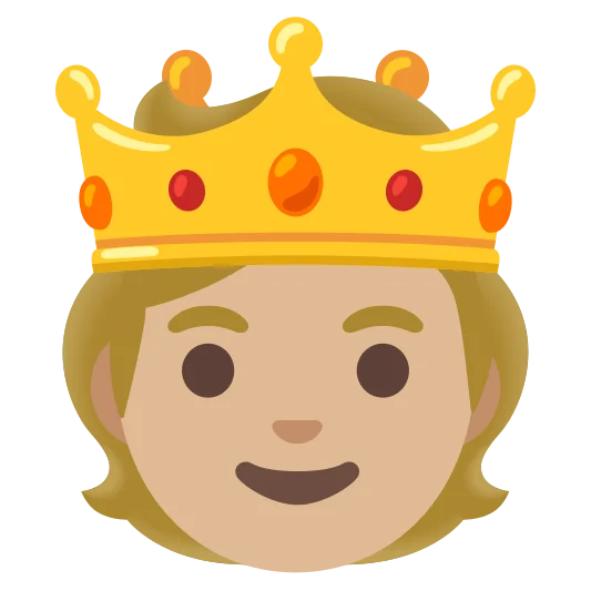 The person with crown: medium-light skin tone emoji.