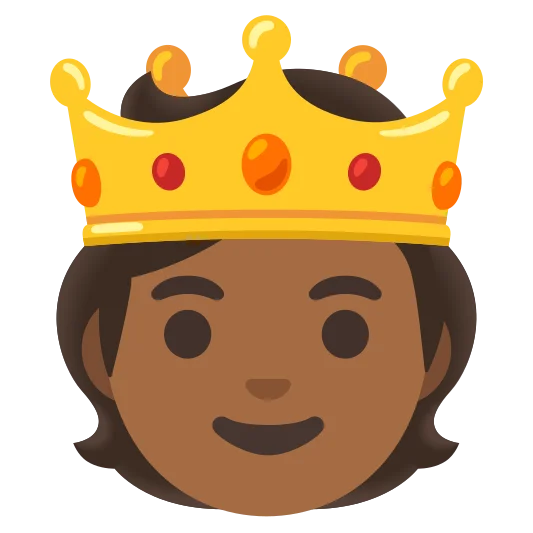 The person with crown: medium-dark skin tone emoji.