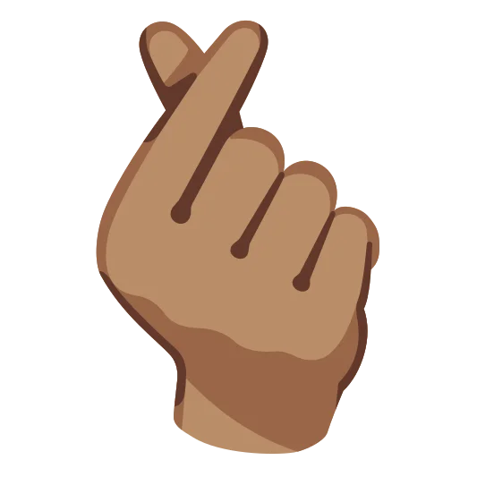 The hand with index finger and thumb crossed: medium skin tone emoji.