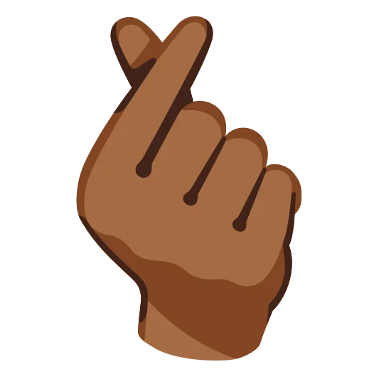The hand with index finger and thumb crossed: medium-dark skin tone emoji.