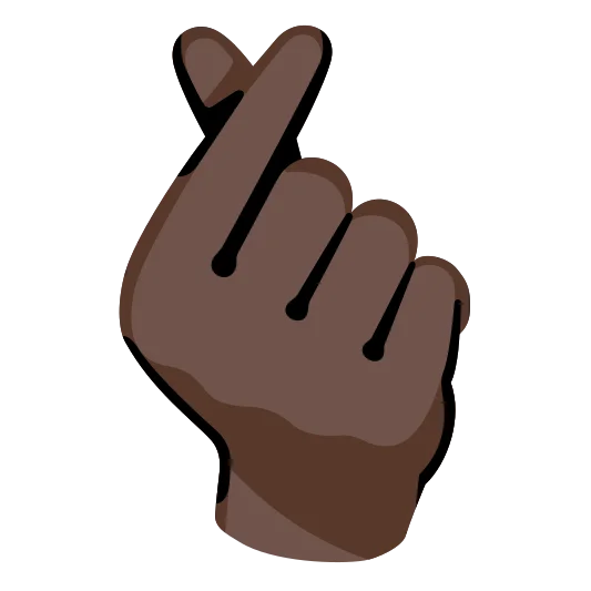 The hand with index finger and thumb crossed: dark skin tone emoji.
