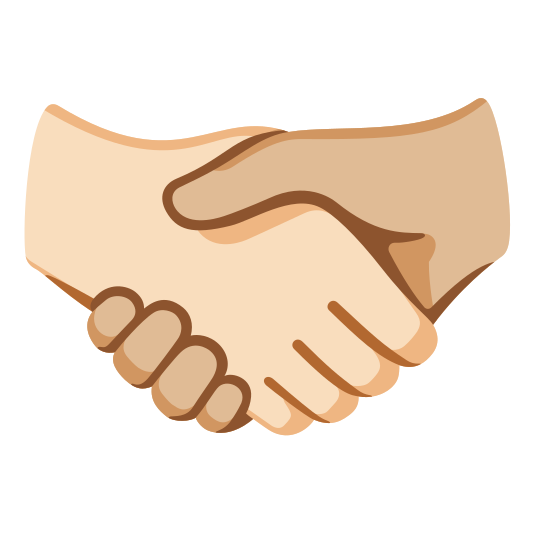The handshake: light skin tone, medium-light skin tone emoji.