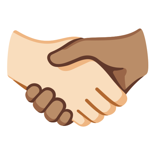 The handshake: light skin tone, medium skin tone emoji.