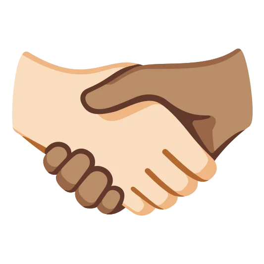 The handshake: light skin tone, medium skin tone emoji.