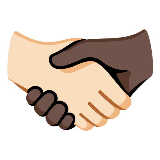 The handshake: light skin tone, dark skin tone emoji.