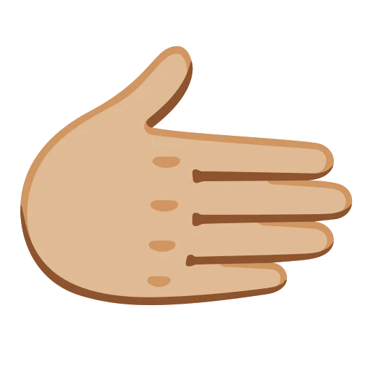 The rightwards hand: medium-light skin tone emoji.