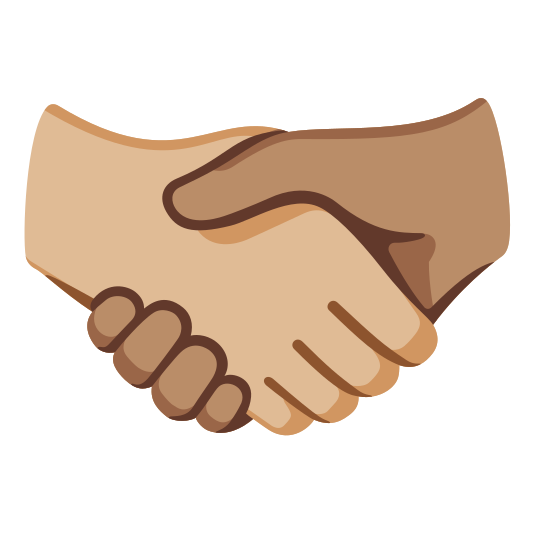 The handshake: medium-light skin tone, medium skin tone emoji.