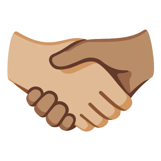 The handshake: medium-light skin tone, medium skin tone emoji.