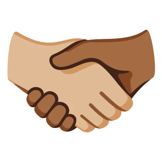 The handshake: medium-light skin tone, medium-dark skin tone emoji.
