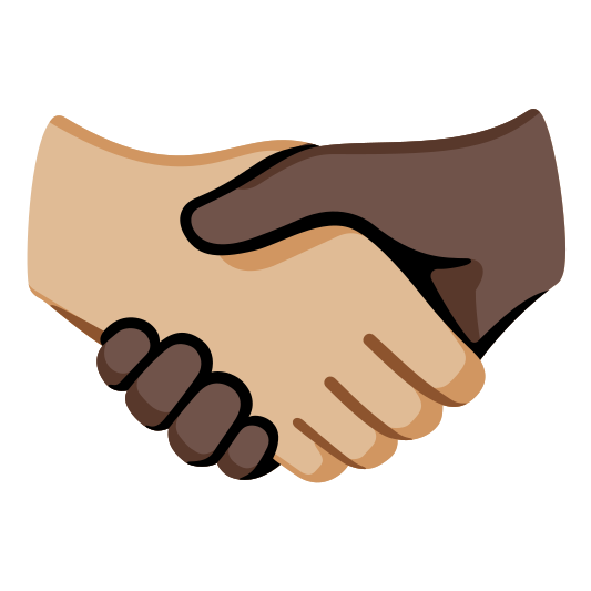 The handshake: medium-light skin tone, dark skin tone emoji.