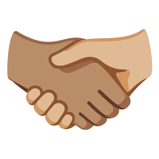 The handshake: medium skin tone, medium-light skin tone emoji.