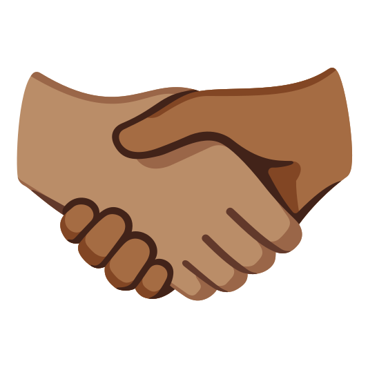 The handshake: medium skin tone, medium-dark skin tone emoji.