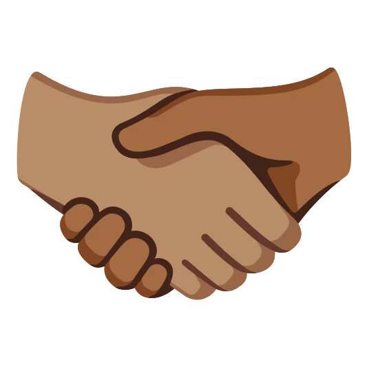 The handshake: medium skin tone, medium-dark skin tone emoji.