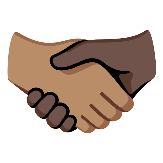 The handshake: medium skin tone, dark skin tone emoji.