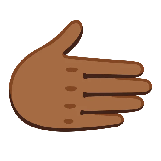 The rightwards hand: medium-dark skin tone emoji.