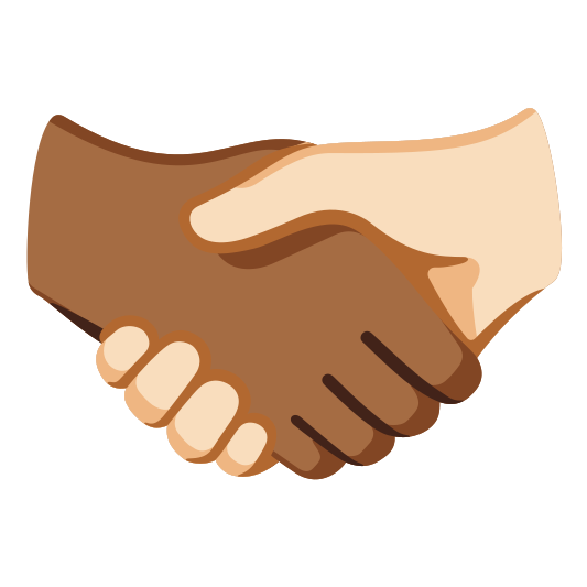 The handshake: medium-dark skin tone, light skin tone emoji.