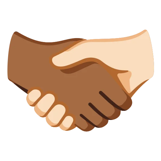 The handshake: medium-dark skin tone, light skin tone emoji.