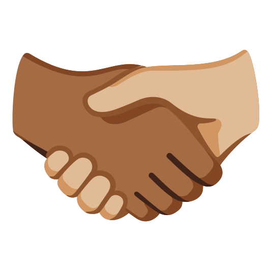 The handshake: medium-dark skin tone, medium-light skin tone emoji.