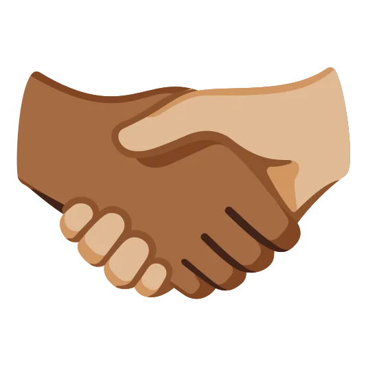 The handshake: medium-dark skin tone, medium-light skin tone emoji.