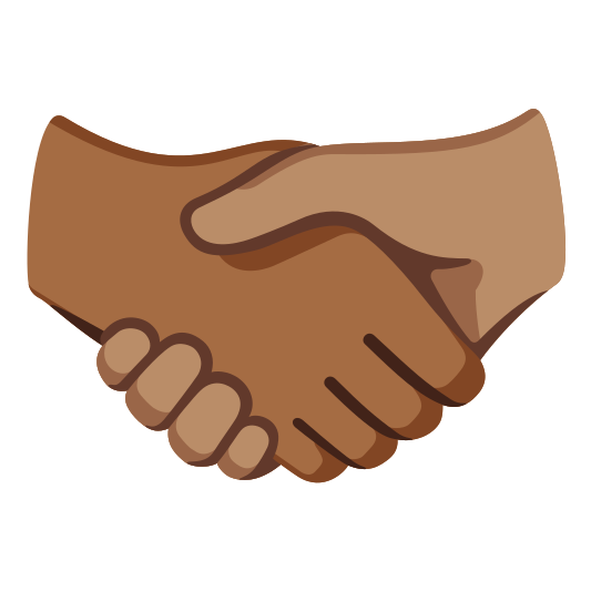 The handshake: medium-dark skin tone, medium skin tone emoji.