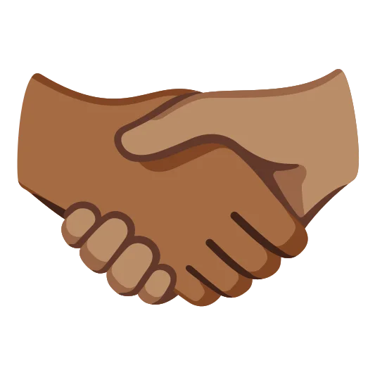 The handshake: medium-dark skin tone, medium skin tone emoji.