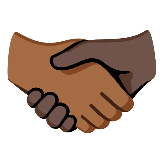 The handshake: medium-dark skin tone, dark skin tone emoji.