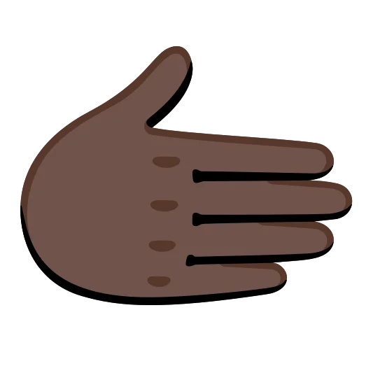 The rightwards hand: dark skin tone emoji.