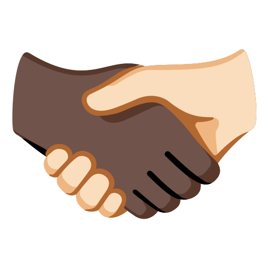 The handshake: dark skin tone, light skin tone emoji.