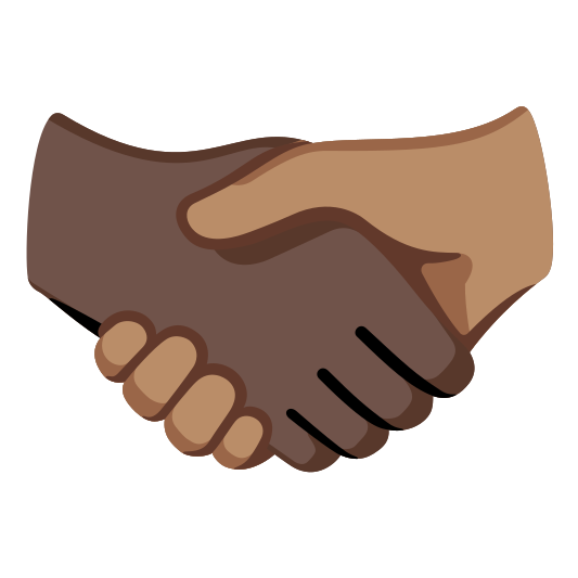 The handshake: dark skin tone, medium skin tone emoji.