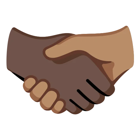 The handshake: dark skin tone, medium skin tone emoji.