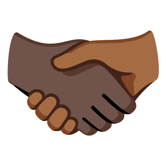 The handshake: dark skin tone, medium-dark skin tone emoji.