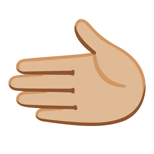 The leftwards hand: medium-light skin tone emoji.