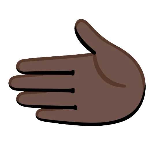 The leftwards hand: dark skin tone emoji.