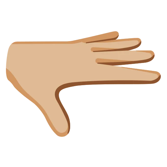 The palm down hand: medium-light skin tone emoji.