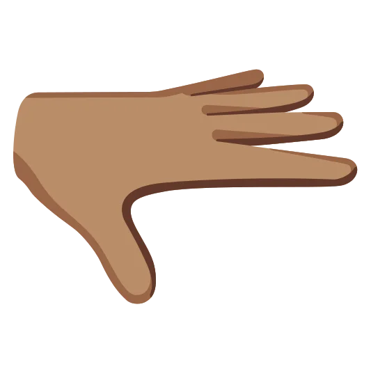 The palm down hand: medium skin tone emoji.