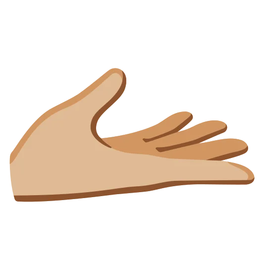 The palm up hand: medium-light skin tone emoji.
