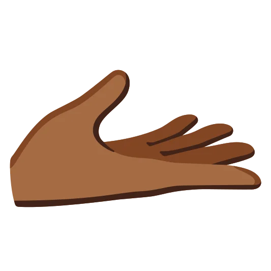 The palm up hand: medium-dark skin tone emoji.