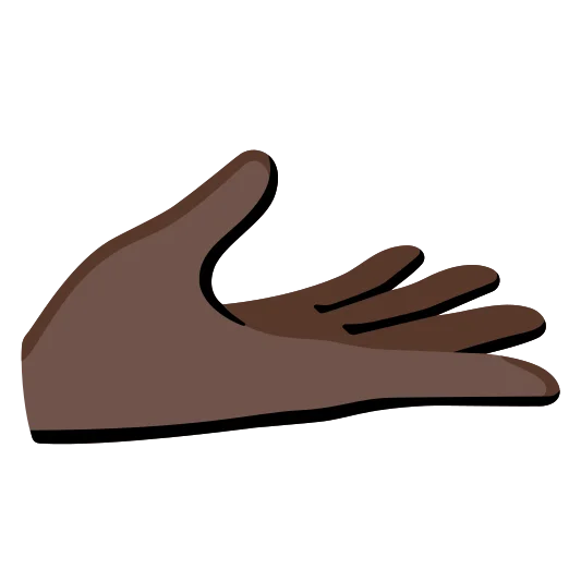 The palm up hand: dark skin tone emoji.