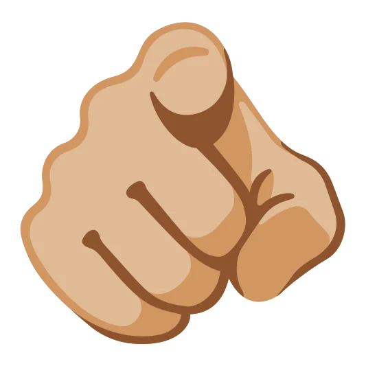 The index pointing at the viewer: medium-light skin tone emoji.