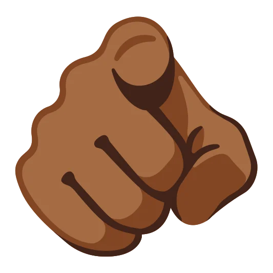 The index pointing at the viewer: medium-dark skin tone emoji.