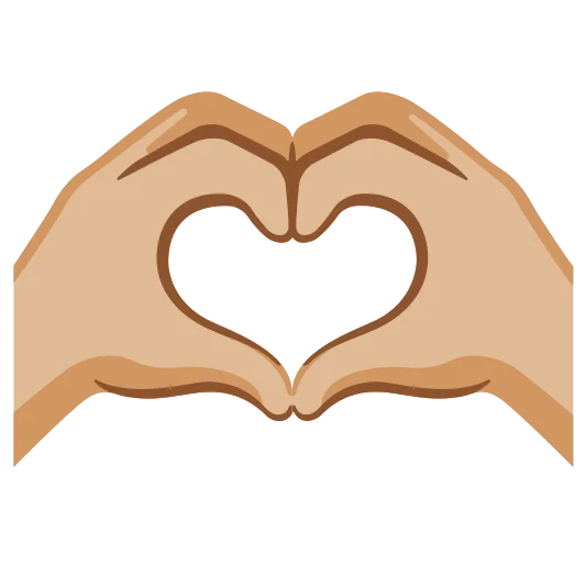 The heart hands: medium-light skin tone emoji.