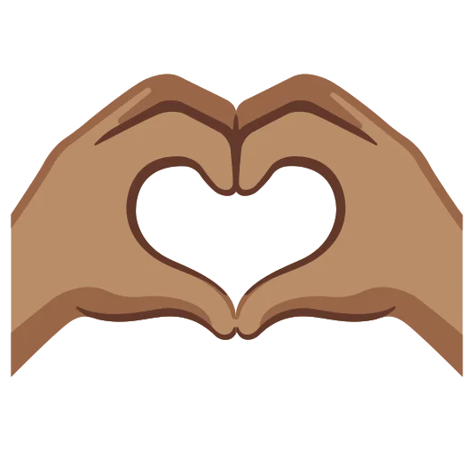 The heart hands: medium skin tone emoji.